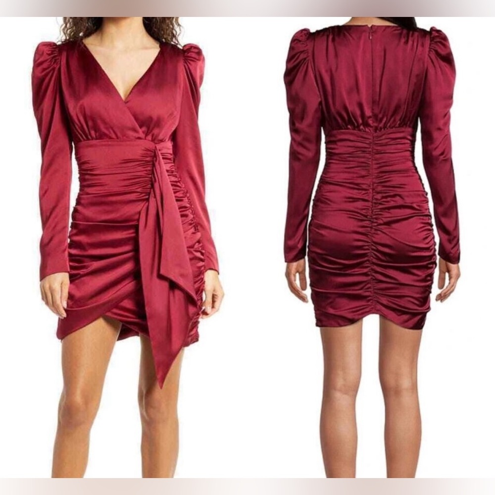 Lavish Alice Elegant Burgundy Long Sleeve Dress
